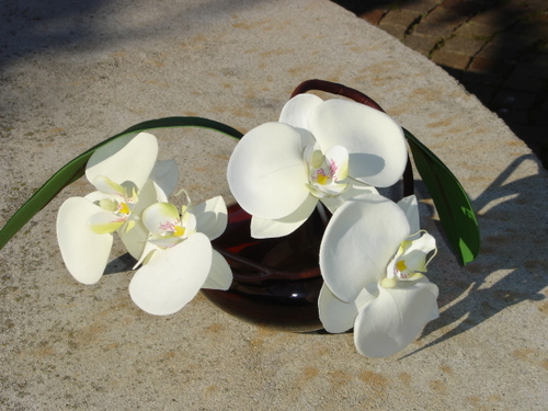 BOULE TRIO D'ORCHIDEES BLANCHES 